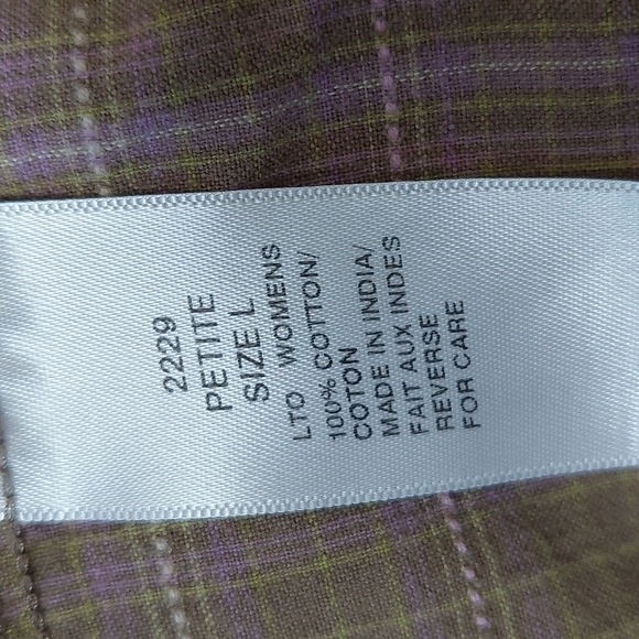 Woolrich Womens Petite Large LP Green/Pink Plaid Button Down Shirt - Picture 4 of 5